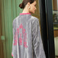 Grey Crinkle Velvet with Embroidery