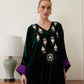 Dark Green Velvet Embroidery