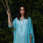 L. Blue & White Embroidery Kaftan