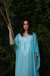 L. Blue & White Embroidery Kaftan