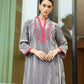 Grey Crinkle Velvet with Embroidery