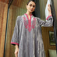 Grey Crinkle Velvet with Embroidery